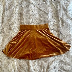 Golden Brown Forever 21 Velvet Skater Skirt (Small)